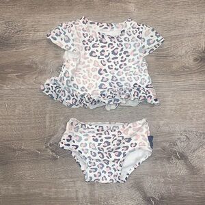 Ruffle Butts Cool Leopard Cap Sleeve Ruffle Hem Bikini 6-12 Months